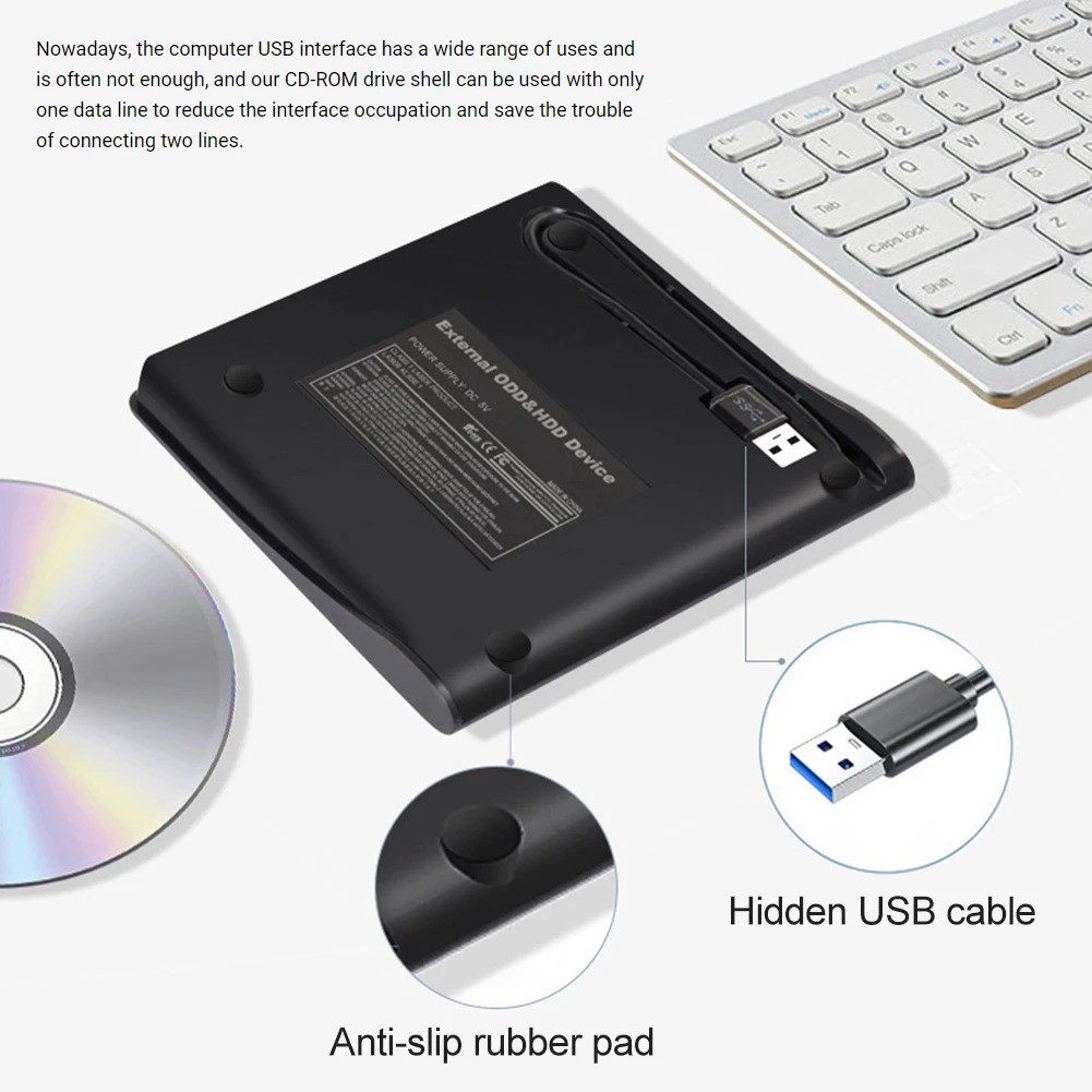 Slim External CD DVD Drive USB 3.0 Disc Player Burner Writer For Laptop PC Mac