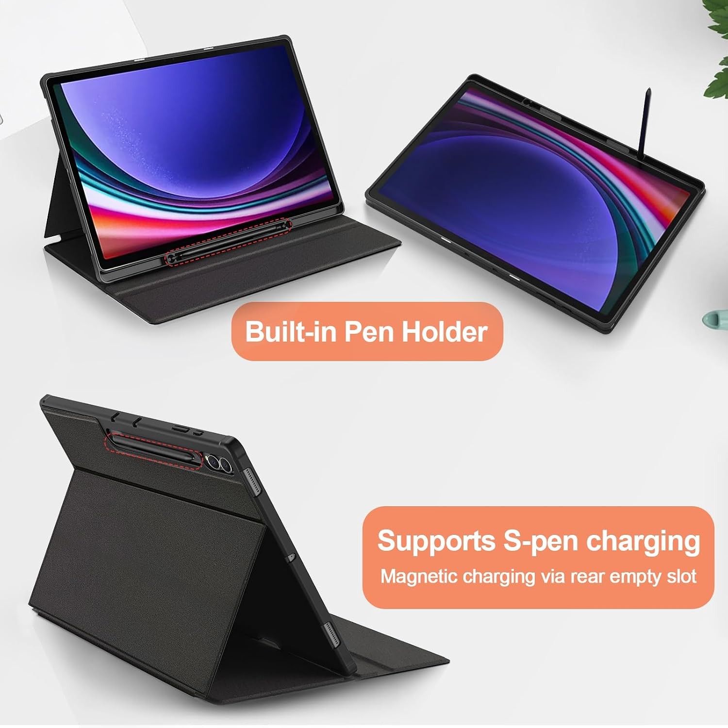 Slim Folio Protective Case for 14.6 Inch Samsung Galaxy Tab S10/S9 Ultra with S