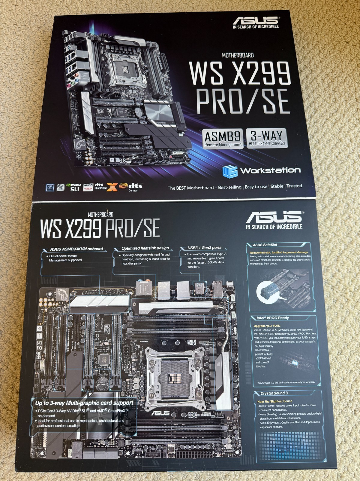 ASUS WS X299 PRO/SE Motherboard LGA 2066 INTEL X299 8xDDR4 ATX USB3.1 M.2 NEW