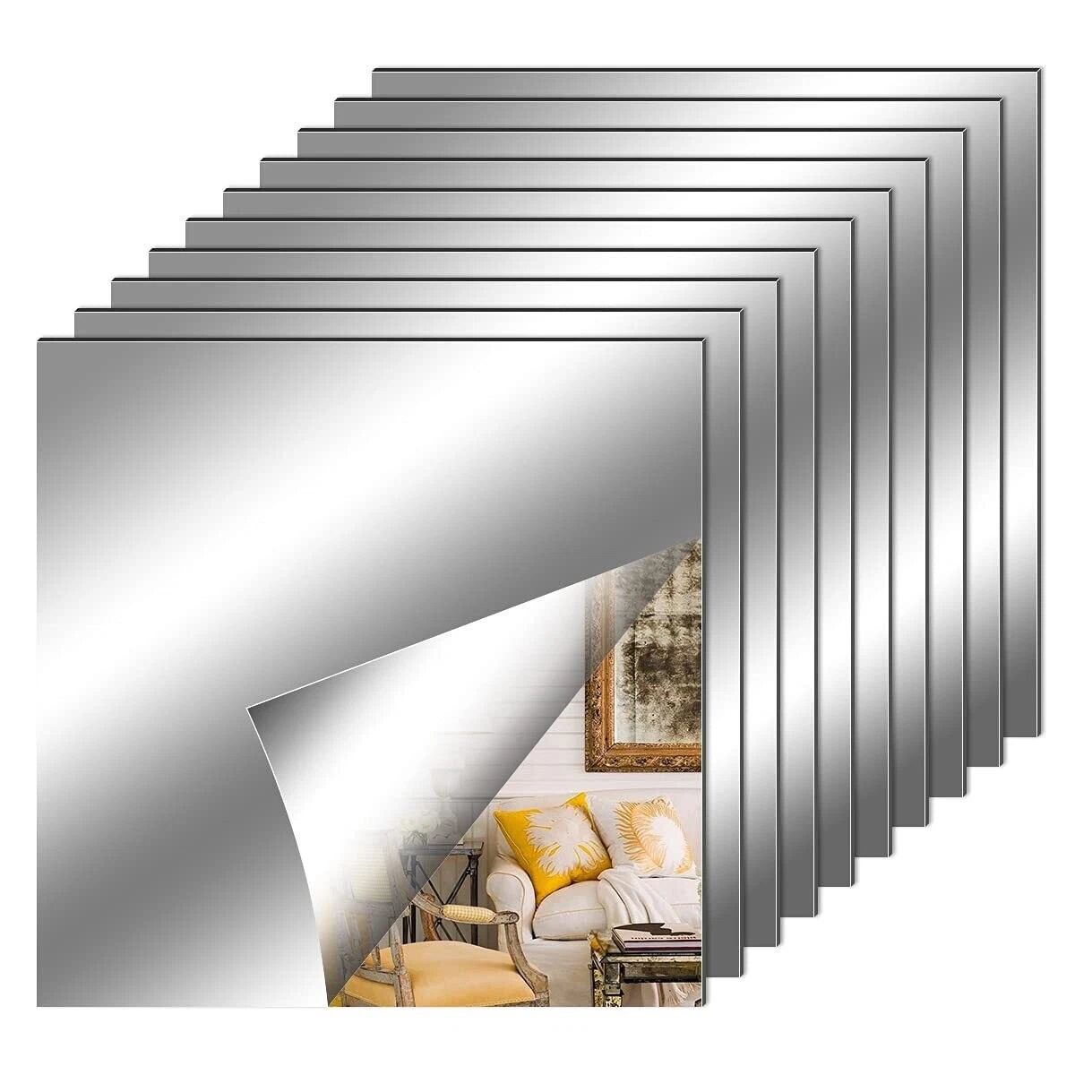 Self Adhesive Mirror Reflective Wall Sticker Film Paper Home Kitchen Decor Lot
