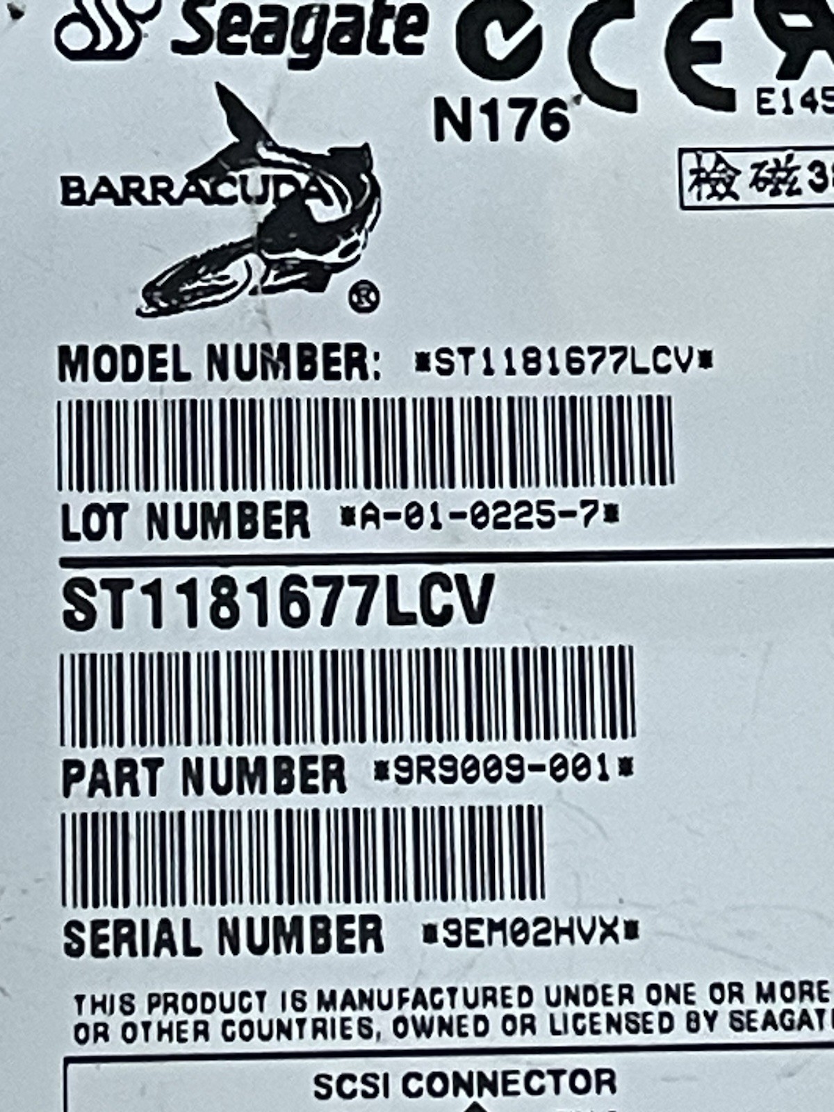 Seagate Barracuda 180 ST1181677LCV Ultra160 SCSI HDD