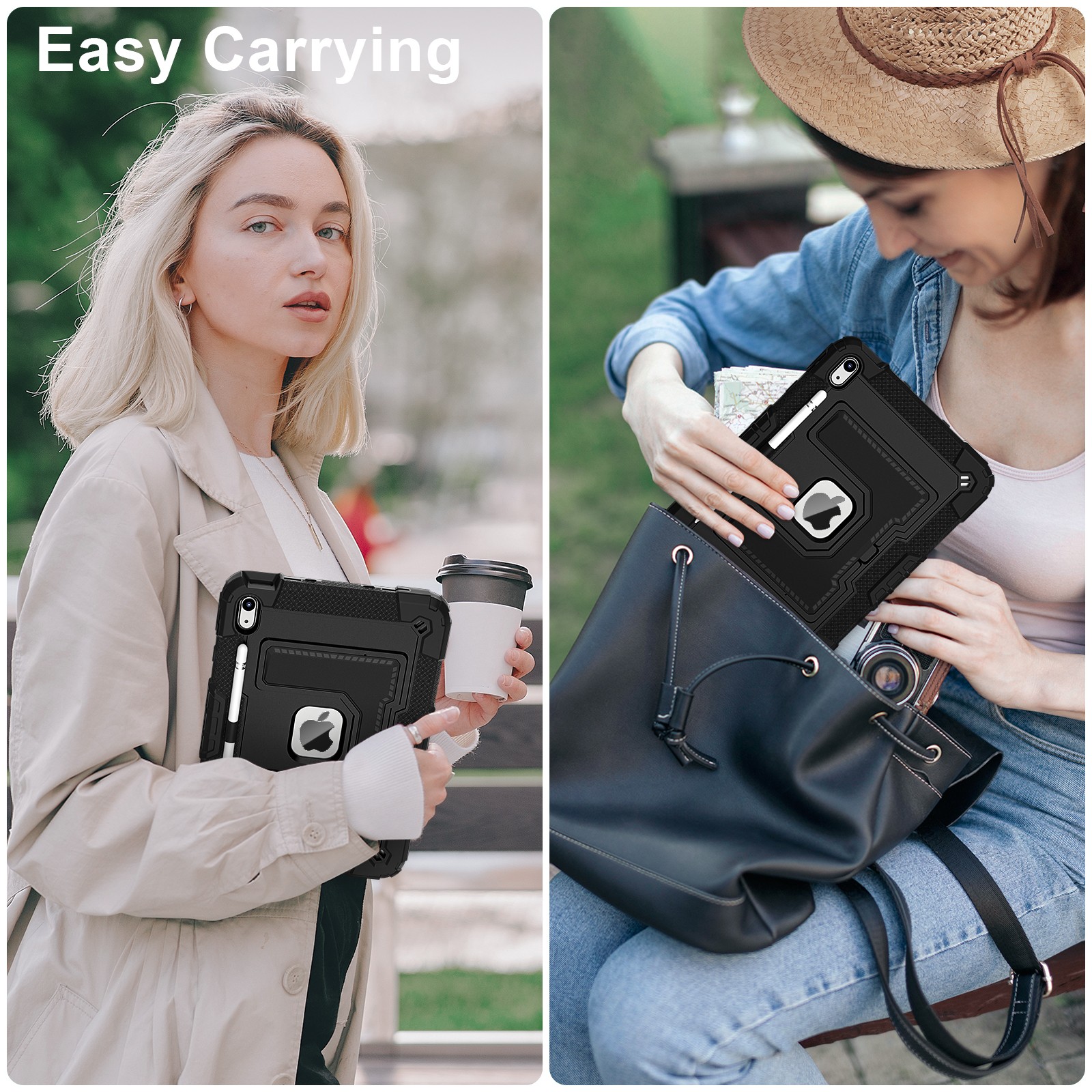 For Apple iPad A16/10th Gen Air 11 M4/M3/M2 Rugged Heavy Duty Stand Case w Strap