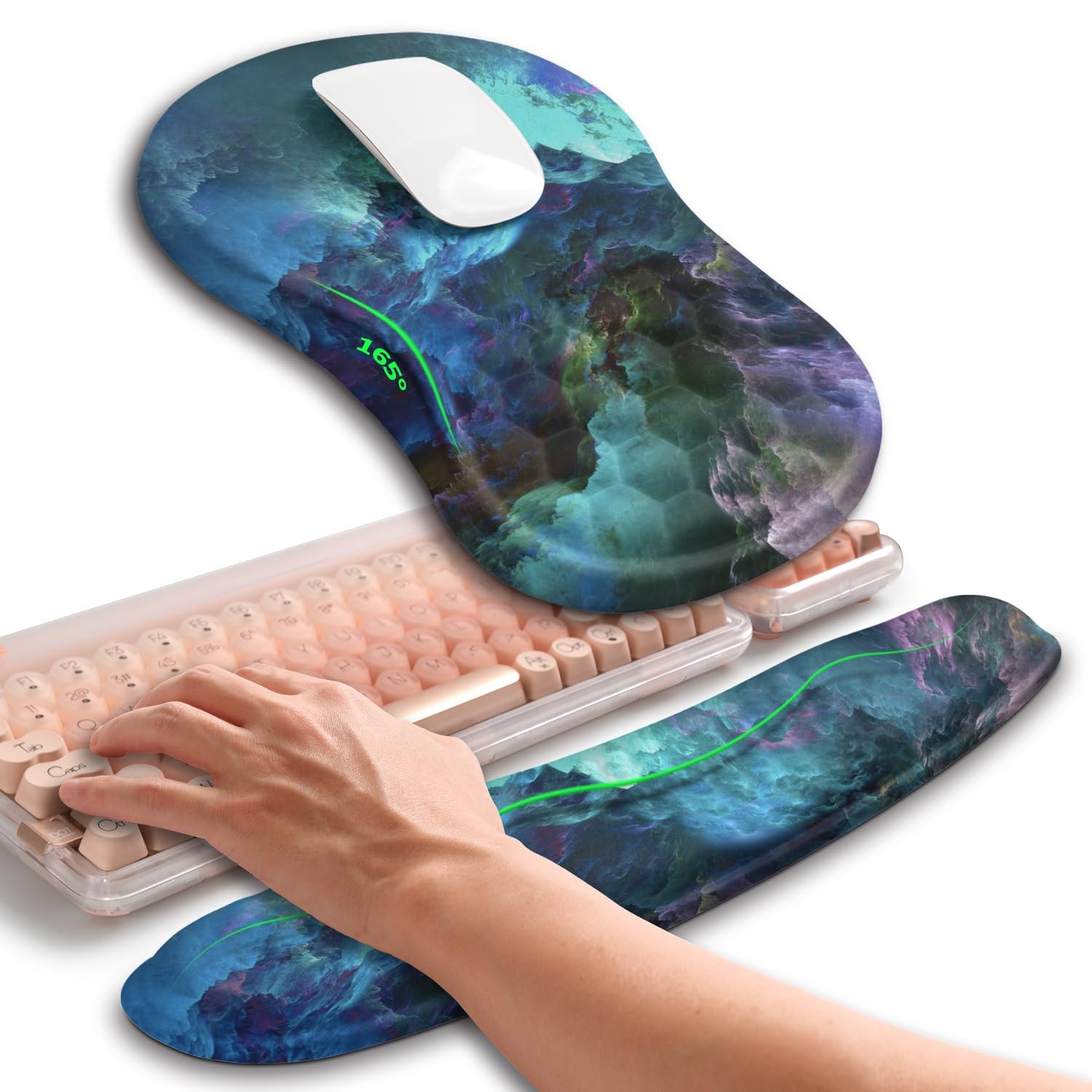 Keyboard Wrist Rest 17.2×3.8in + Mouse Pad 11.8×7.9in – Soft Memory Foam Support