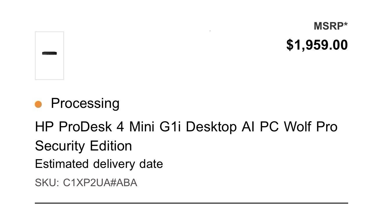 HP ProDesk 4 Mini G1i Intel Core Ultra 5 235T 16GB DDR5 256GB SSD W11P Desktop