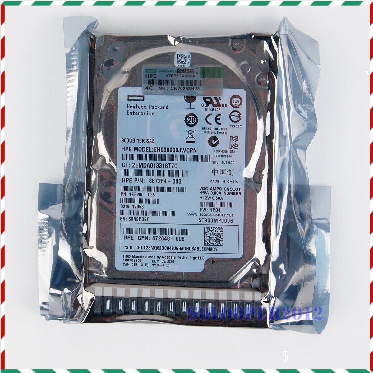 HPE 900GB SAS 12G 15K ENT 2.5″ DS HDD 870795-001 870759-B21 Free delivery