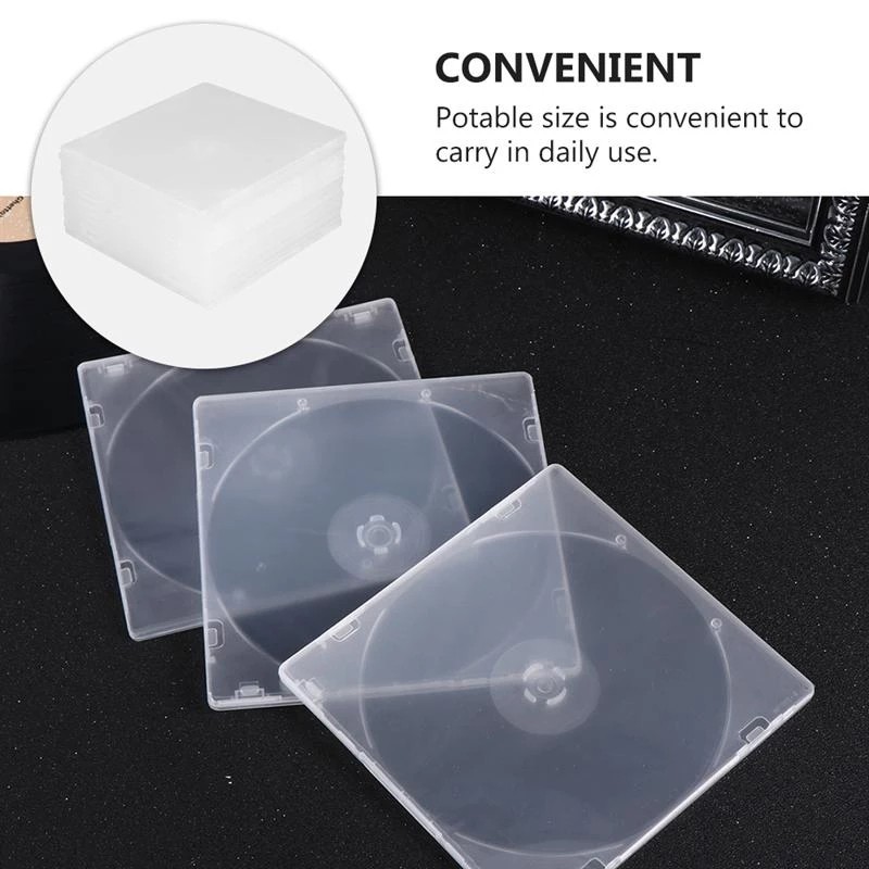 50-200 x Standard Single Clear CD Jewel Case Slim DVD Disk Organizer Holder Tray