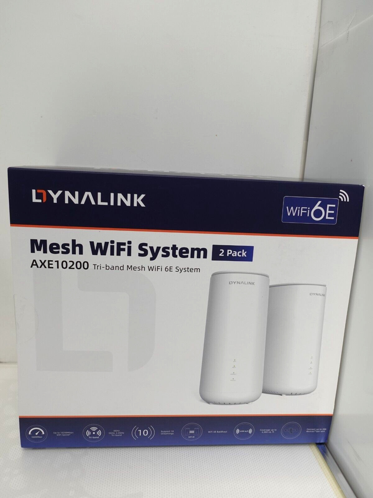 Dynalink AXE10200 Tri-Band WiFi 6E Whole Home Mesh System, 2 Pack