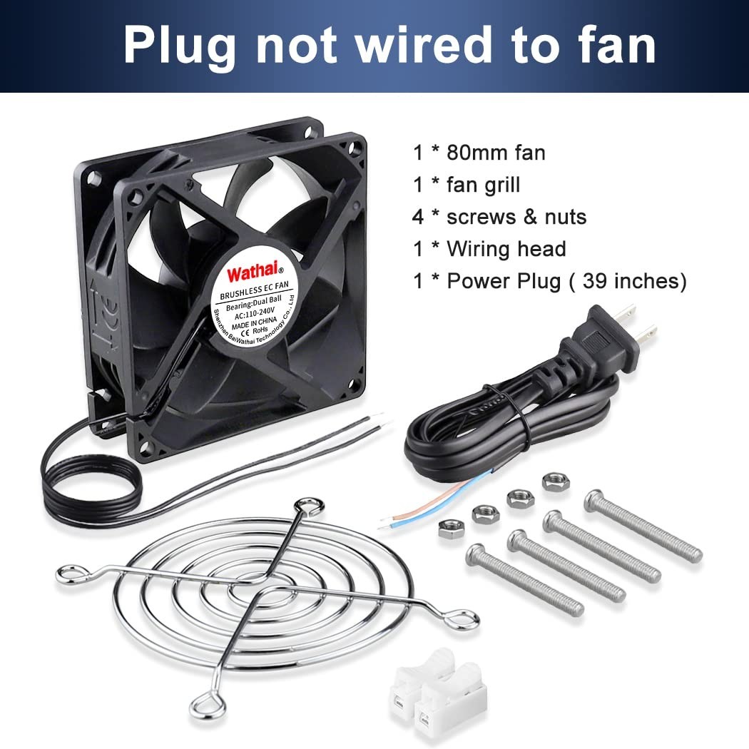 80mm EC Axial Fan AC 110V 120V Brushless Cooling Fan 80mm x 25mm | Dual Ball,…
