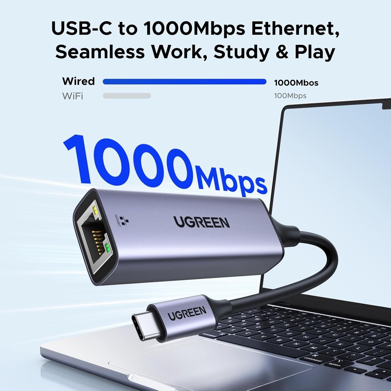 USB C to Ethernet Adapter, Plug and Play Ethernet Adapter, 1Gbps Gigabit RJ45 to