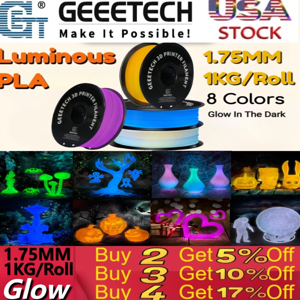 Hot SALE!GEEETECH 3D Printer multicolor Filament PLA/ABS+/PETG/TPU 1.75mm 1KG US