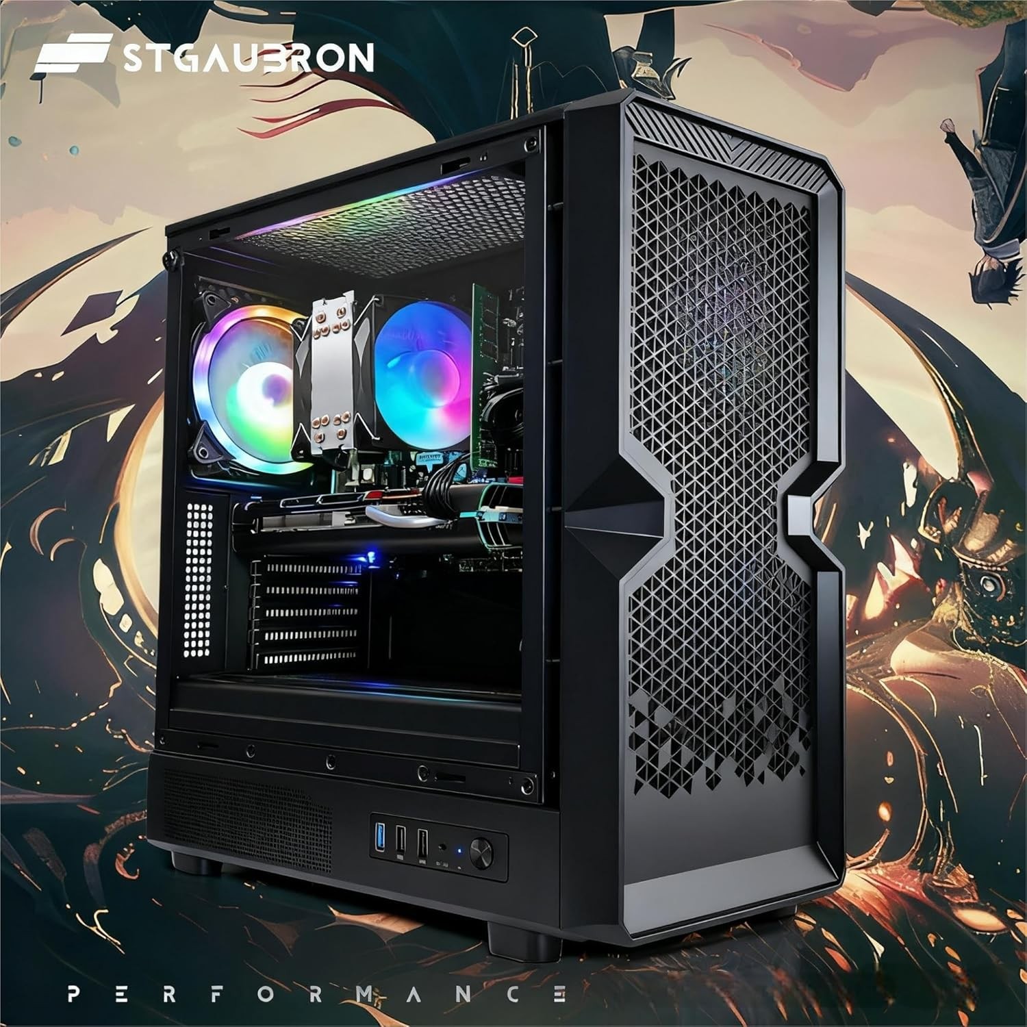 STGAubron Gaming PC Desktop,RX 580 16G,Core i7 up to 3.9G,16G,512G,W11H