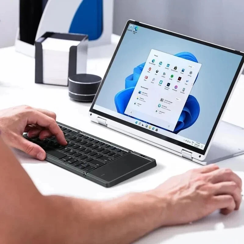 Mini Folding Wireless Bluetooth Keyboard With Touchpad for Laptop Tablet Phone