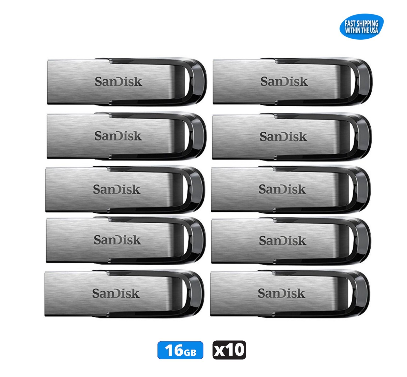 Sandisk Ultra Flair 16GB Flash Drive USB 3.0 Pen Drive Thumb Drive (10 Pack)