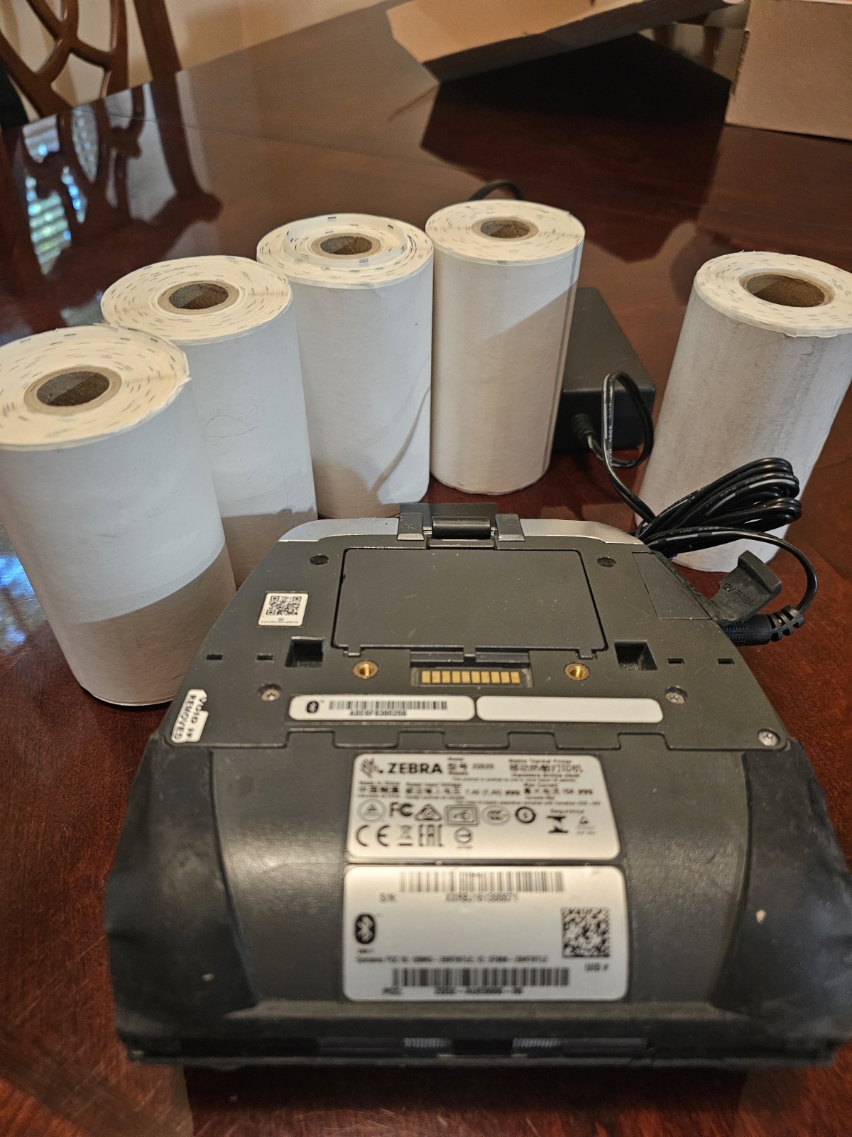 Zebra ZQ520 Mobile Bluetooth Thermal Printer w/Power Adapter & 5 Rolls of Paper