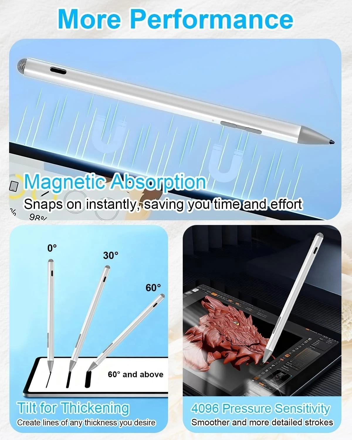 Surface Pro Pen Stylus – 4096 Levels, Fast Charging & Palm Rejection for All …