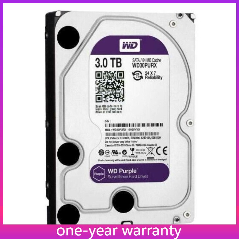 Western Digital WD30PURX Purple 3TB SATA 64MB 3.5″ Internal Desktop HDD PC CCTV