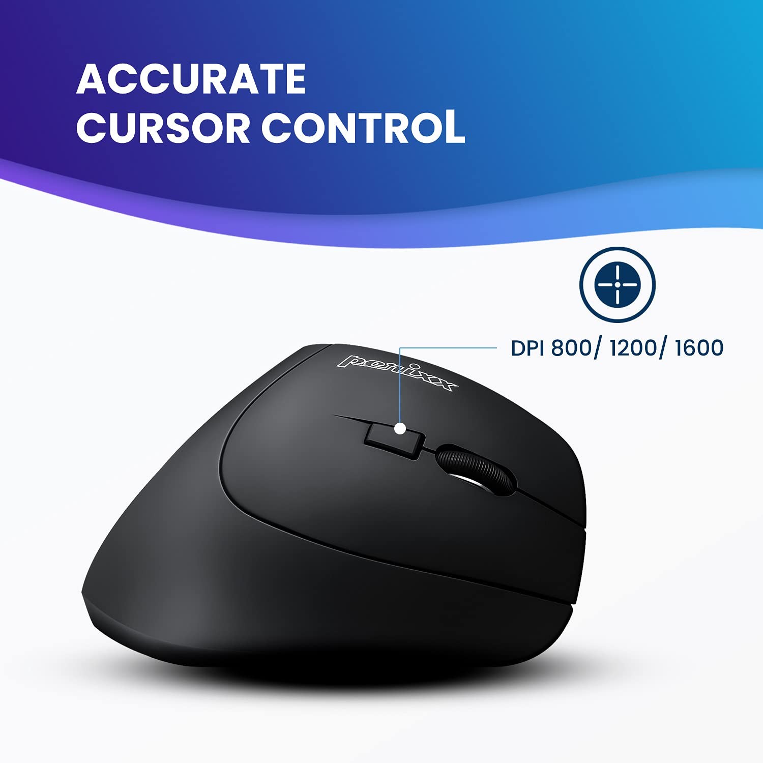 PERIMICE-715II Wireless Ergonomic Vertical Mouse – 2.4 G – 800/1200/1600 DPI …