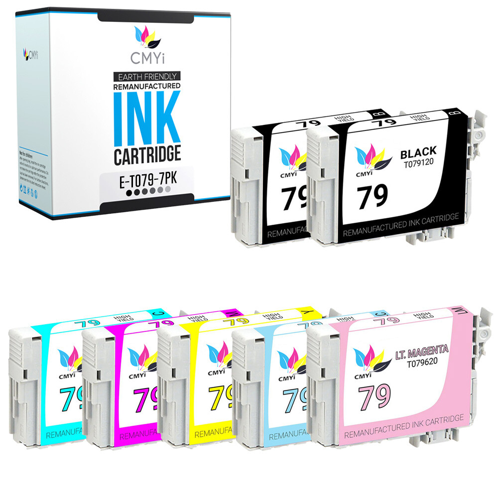 T079 Black Color Ink Cartridges for Epson 79 Fits Artisan 1430 Stylus Photo 1400
