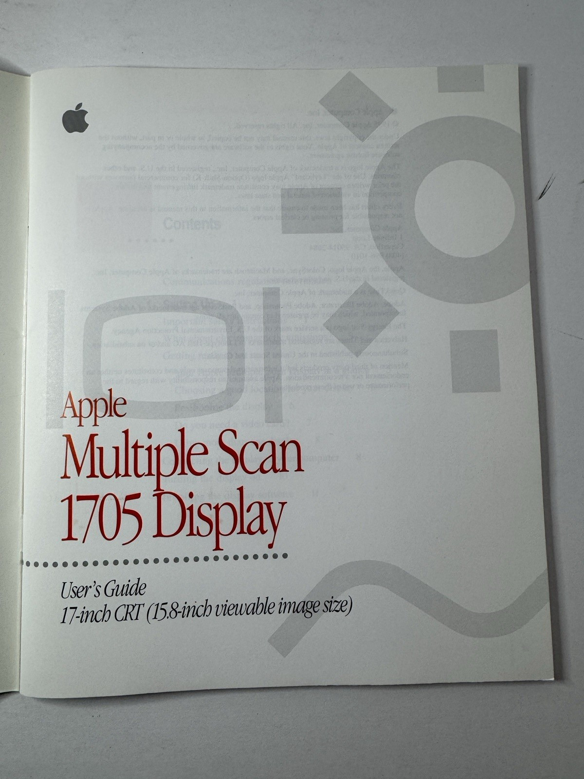 Vintage Apple Multiple Scan 1705 Display User Manual
