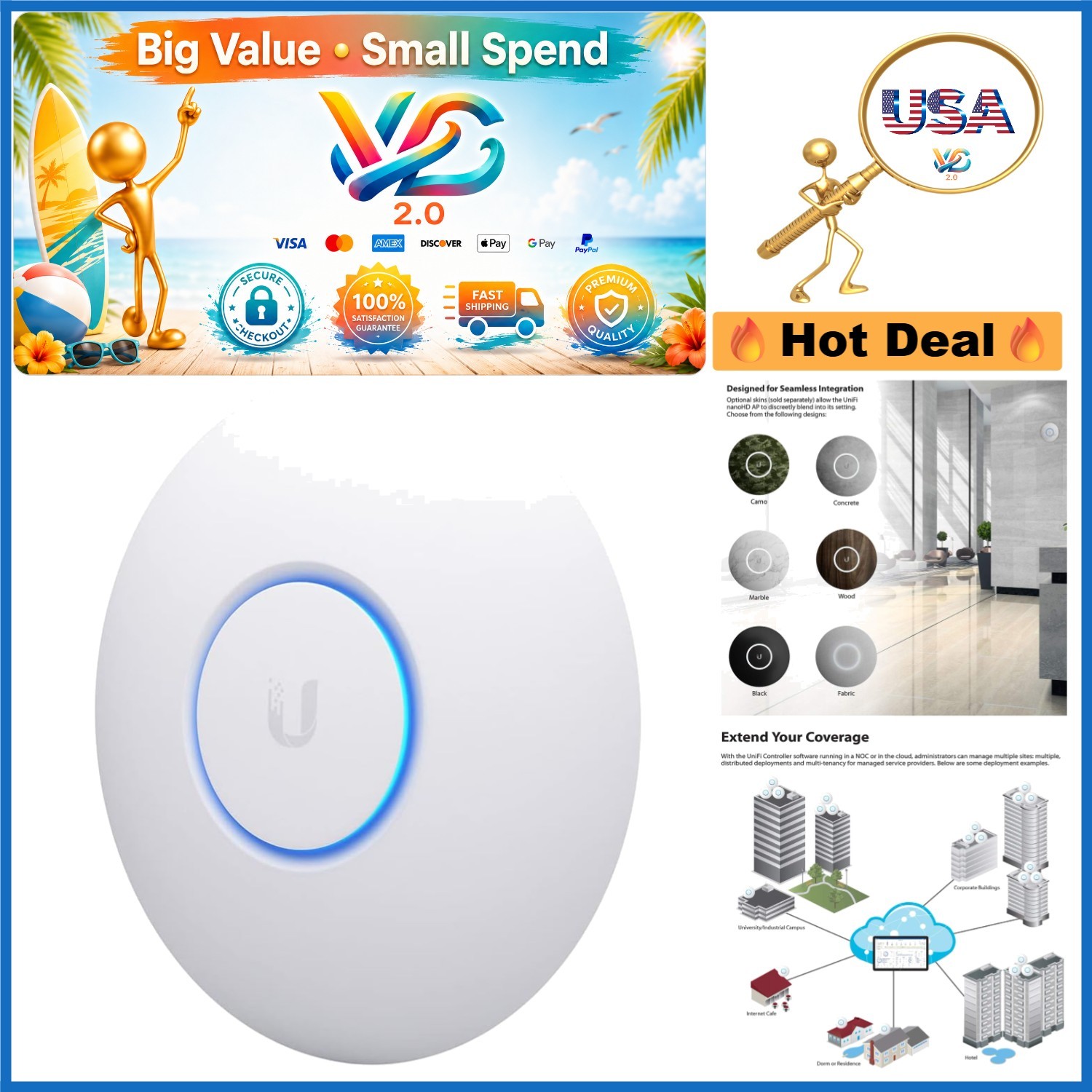 UniFi nanoHD Access Point Wave2 4×4 MU-MIMO Dual-Band 802.11ac Wi-Fi 5