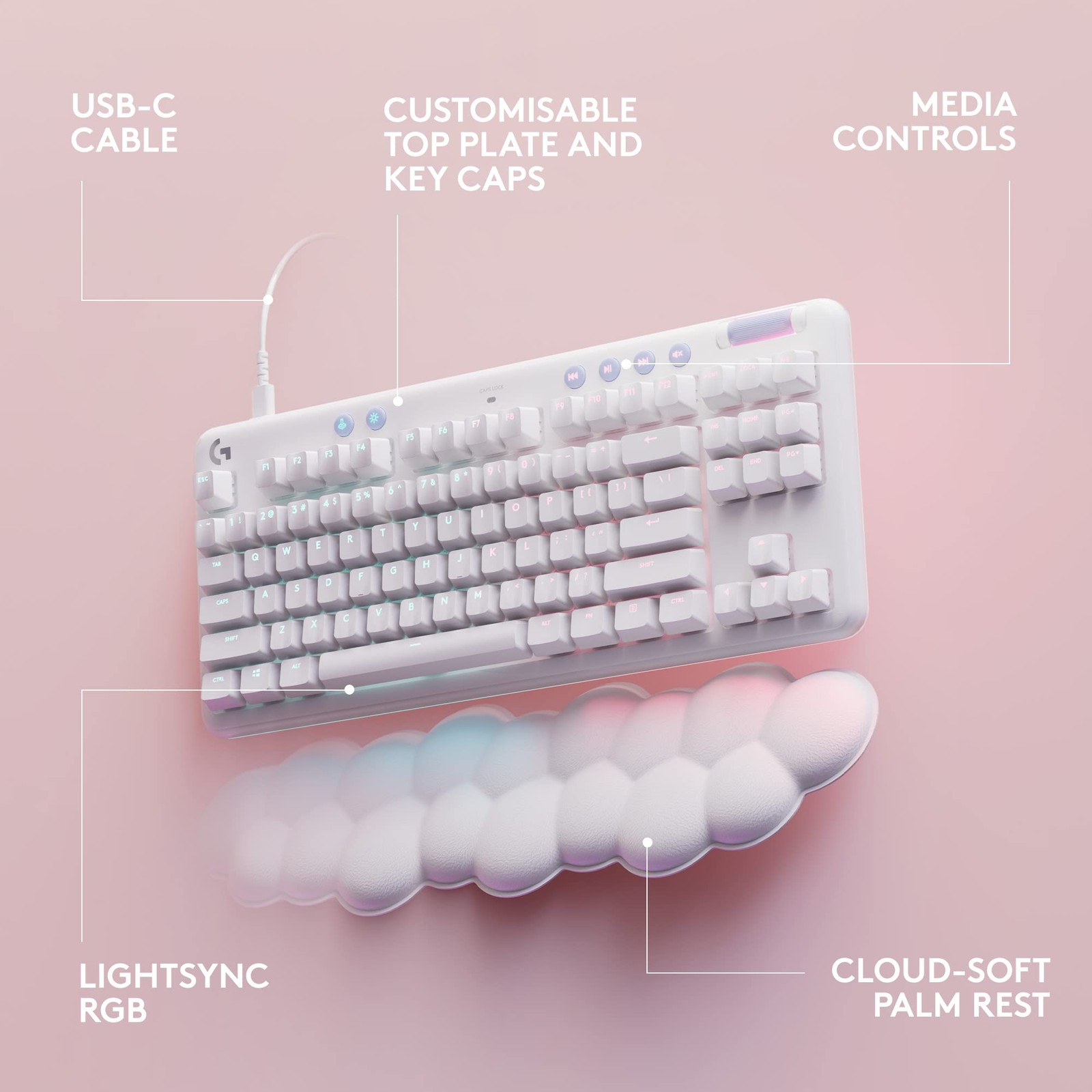 G713 Gaming Keyboard-OFF WHITE-US-USB-TACTILE 920-010413