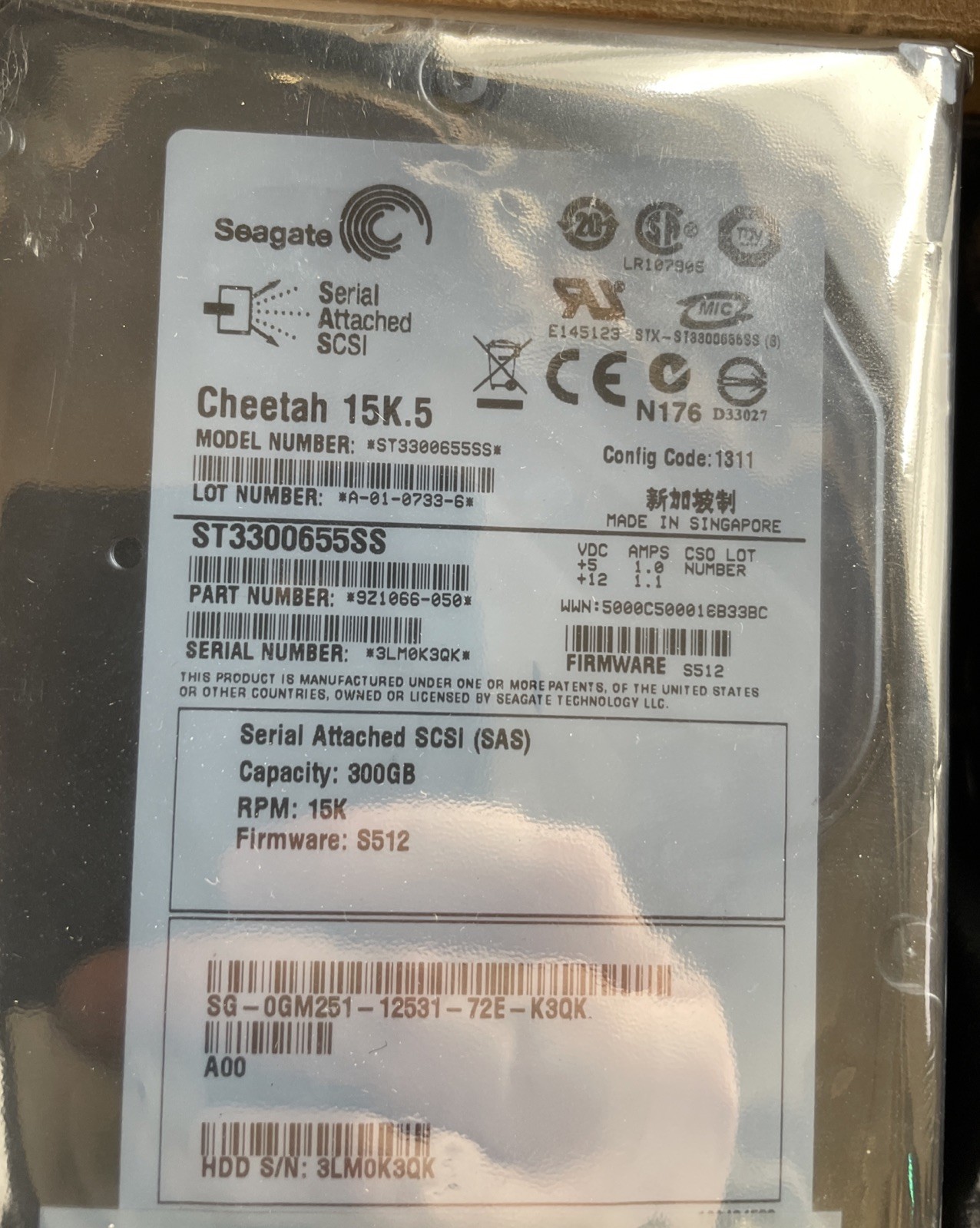 Seagate ST3300655SS Cheetah 15K.5 300GB 15K RPM 3.5″ SAS Enterprise Hard Drive