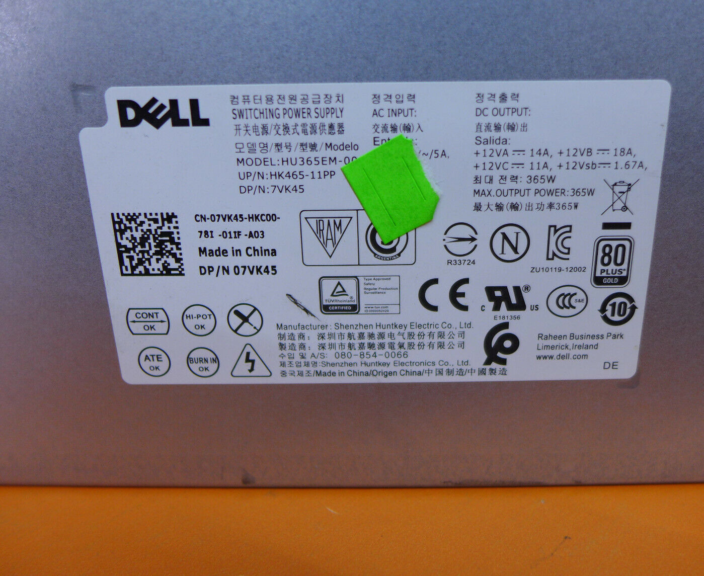 Genuine Dell Optiplex 7020 9020 Precision T1700 365W Power Supply 7VK45