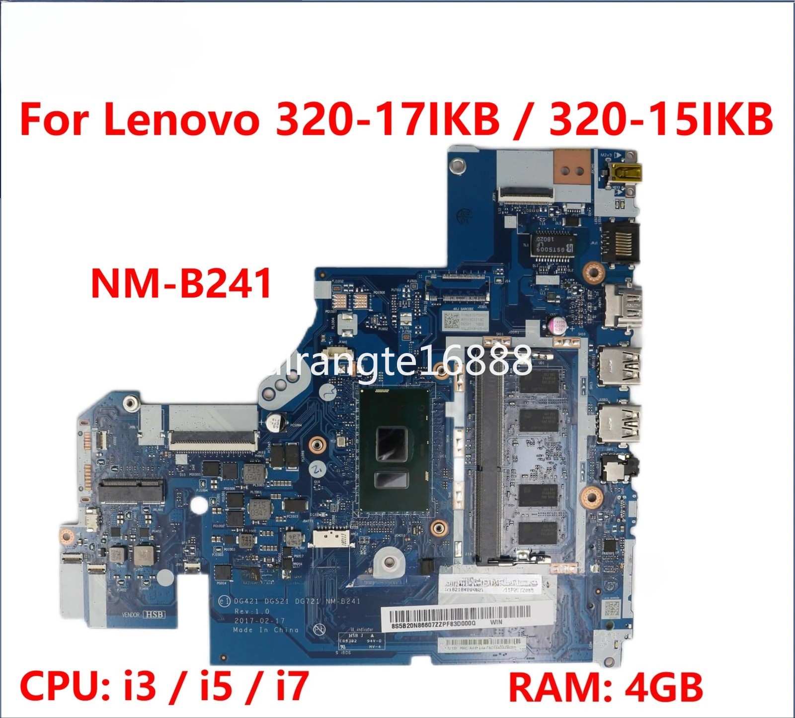 NM-B241 For Lenovo ideapad 320-15IKB/17IKB/15ISK/17ISK Motherboard i3 i5 i7 CPU
