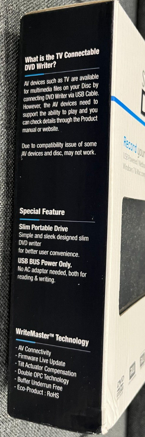 Samsung Super WriteMaster Slim Portable DVD Writer USB 2.0 #SE-208AB/TSBS New