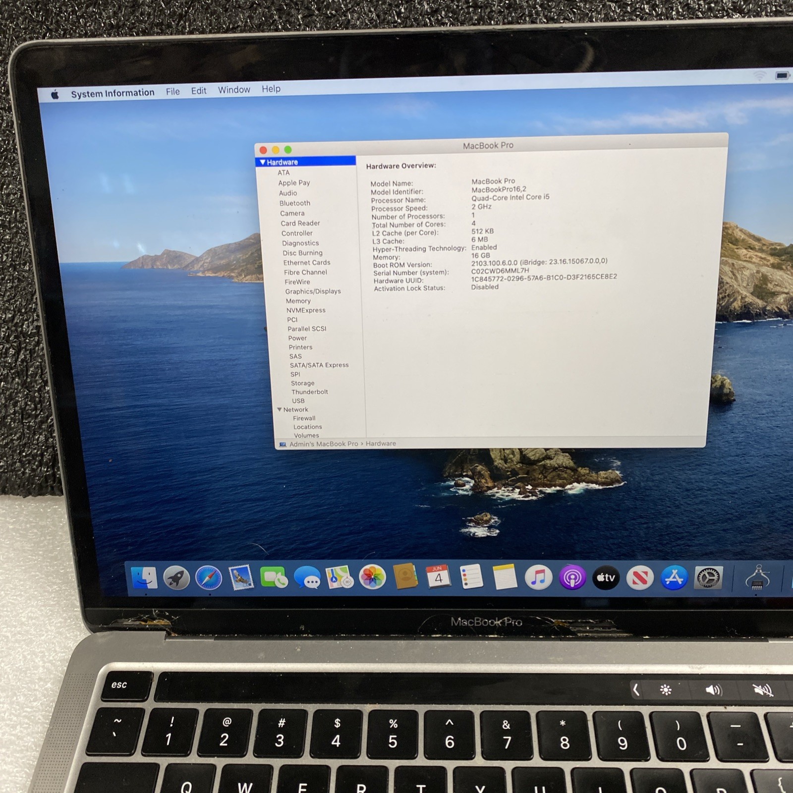 2020 Apple MacBook Pro A2251 – i5 – 16GB RAM – 512GB SSD – **READ DESCRIPTION**