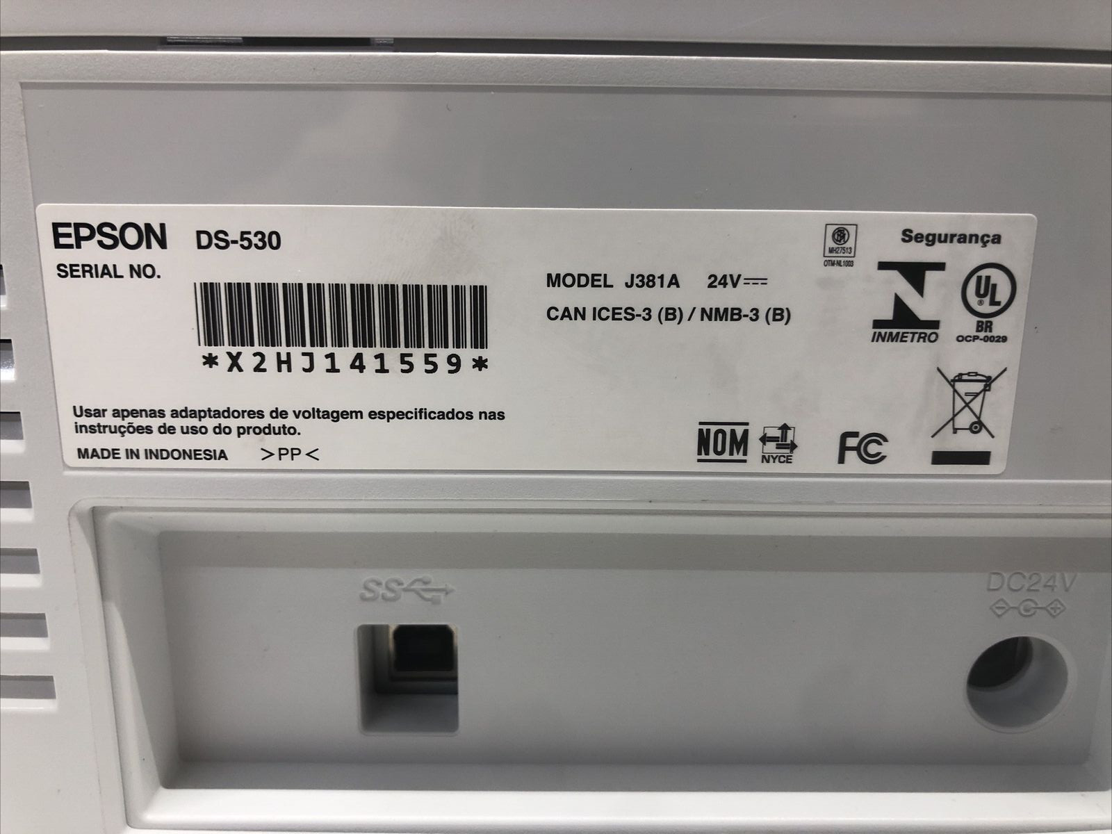 Epson DS-530 Duplex Color Scanner *NO POWER SUPPLY*
