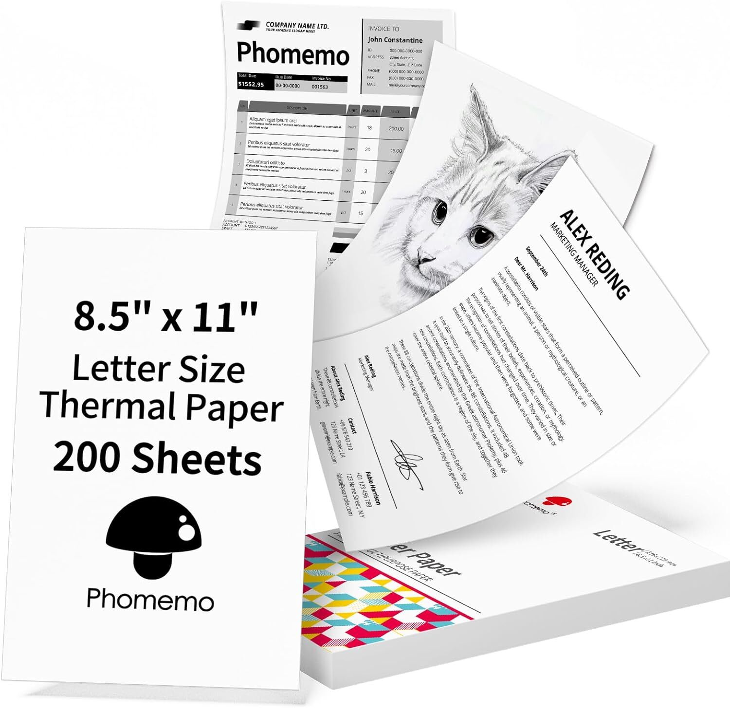 Phomemo M08F Portable Thermal Inkless Printer Support 8.5″ X 11″ US Letter LOT