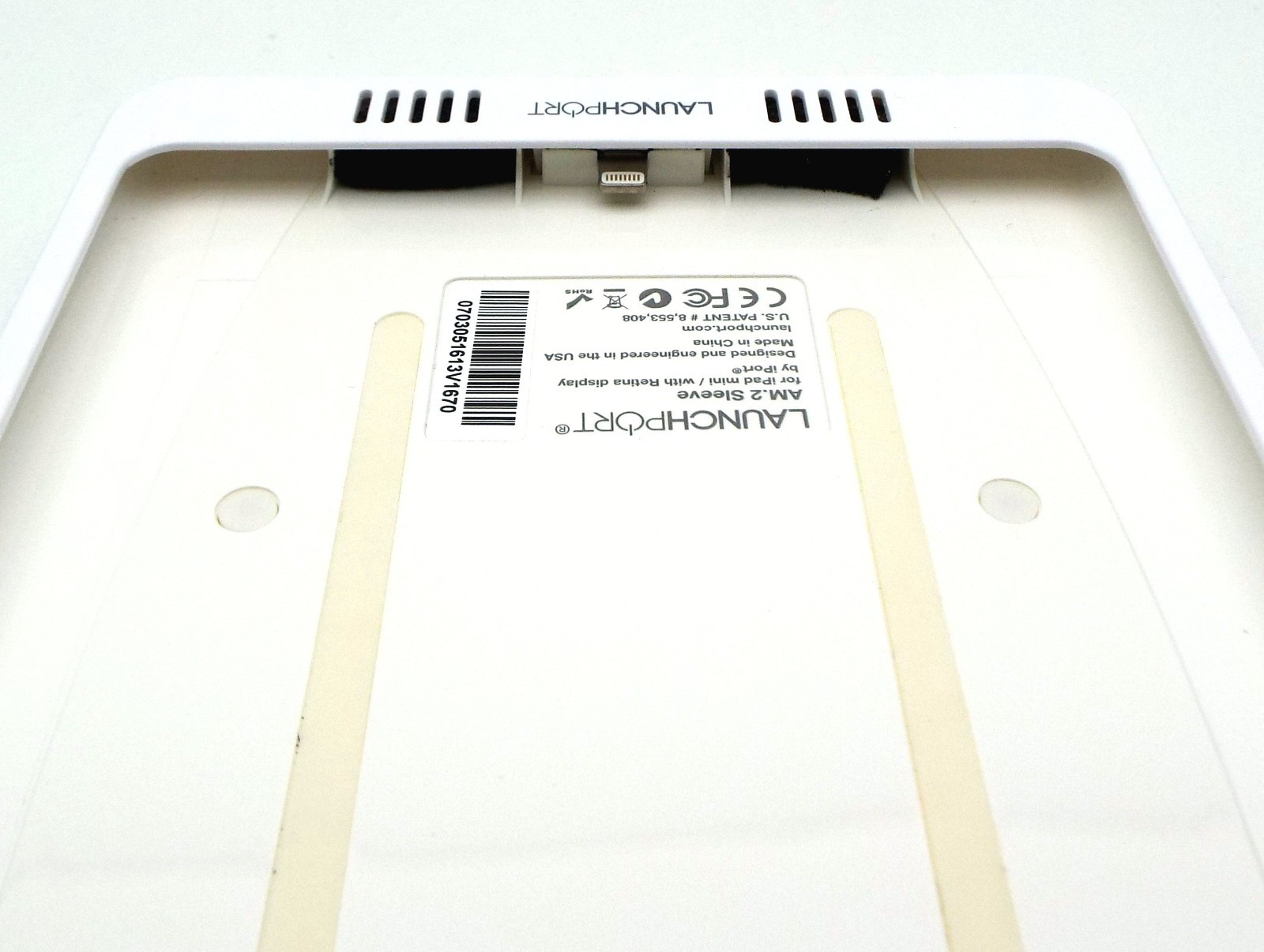 IPORT LAUNCHPORT AM.2 SLEEVE & DOCK FOR IPAD MINI RETINA WHITE W/ IPAD USED