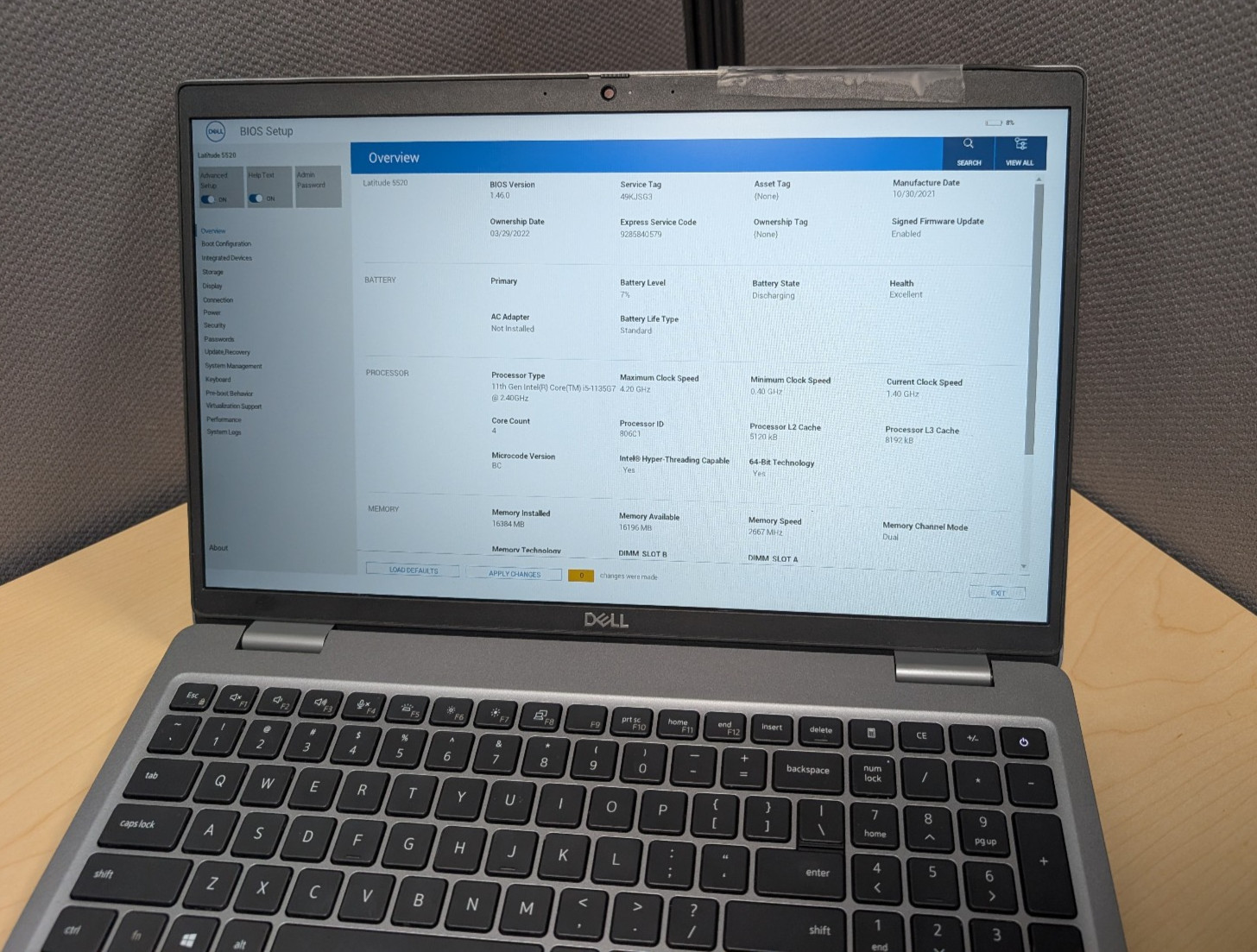 DELL LATITUDE 5520 Laptop Intel Core i5-1135G7 2.4 GHZ 16GB No HD / OS/Power.