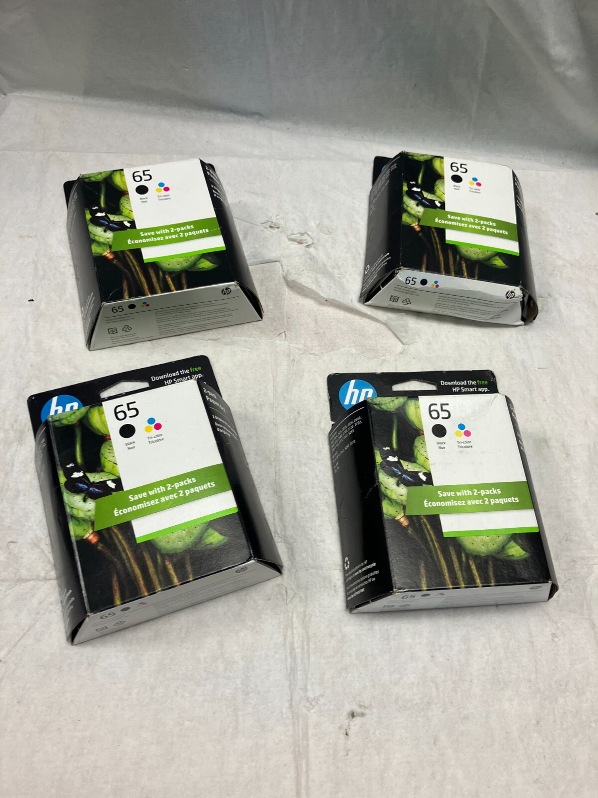 HP 65 Black & Tri Color Ink Cartridges Exp 2025 LOT OF 4