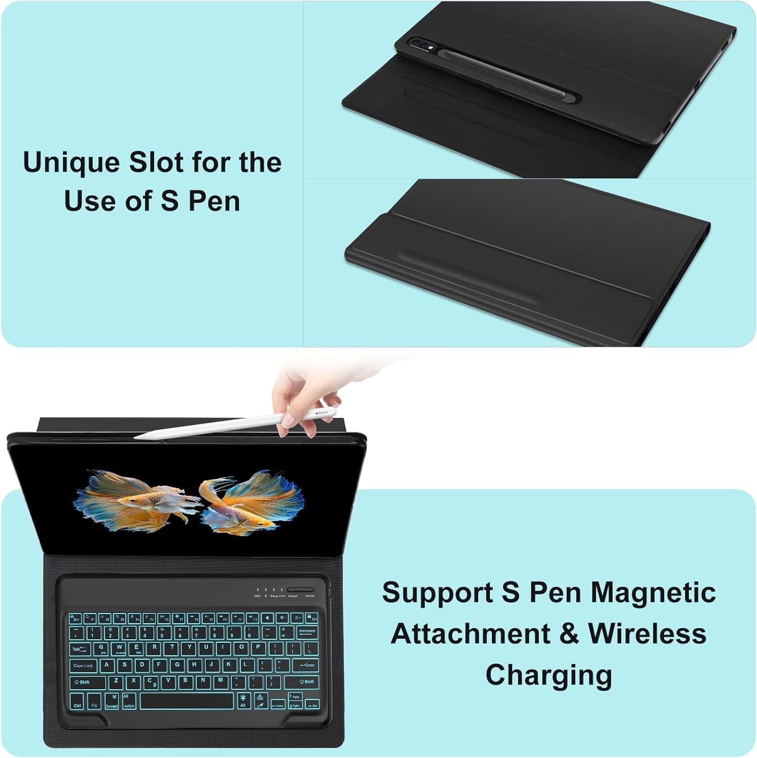 Galaxy Tab S10 Ultra/S9 Ultra/S8 Ultra Keyboard Case 14.6 inch, 7-Color Backl…