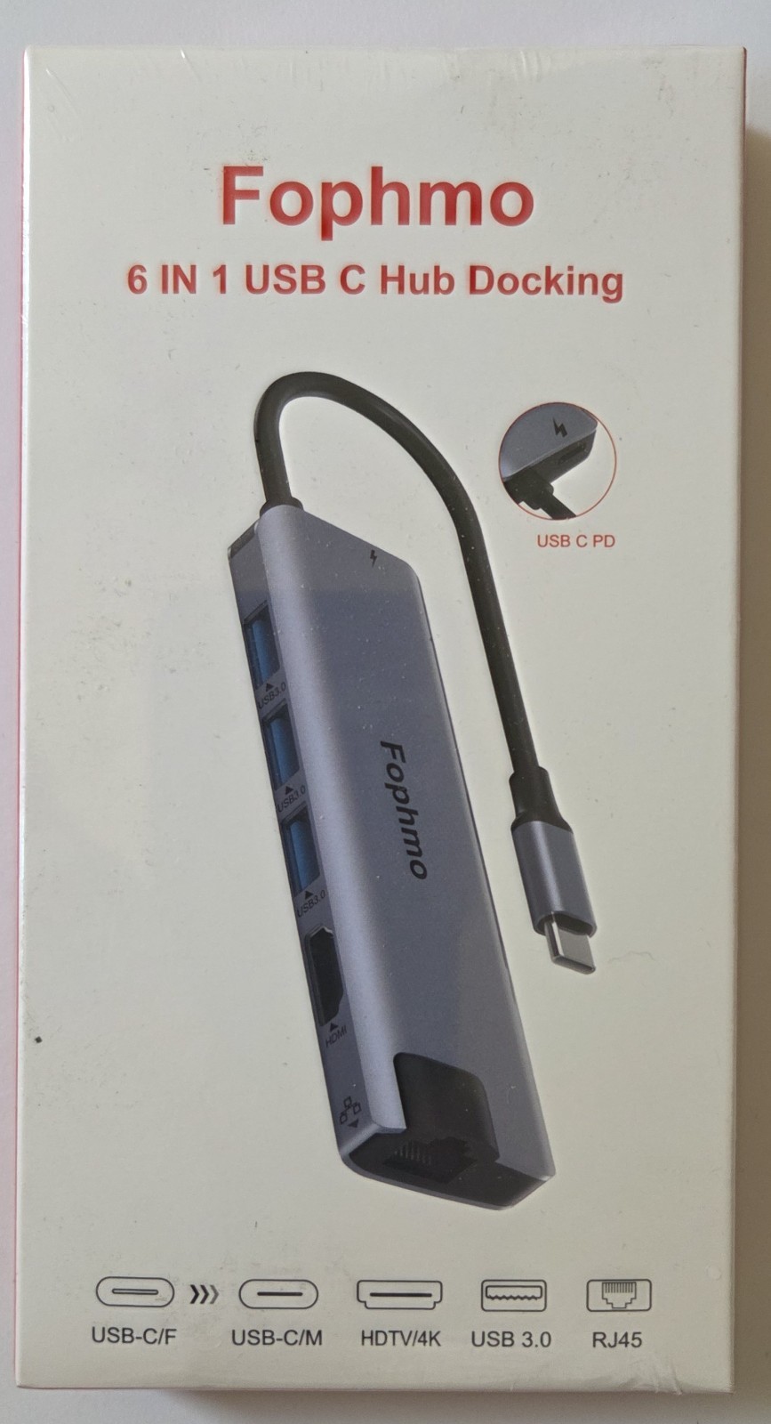 6 IN 1 USB C HUB DOCKING HDTV 4K USB3.0 RJ45 FOR IPAD PRO/HP/DELL HDMI BRAND NEW