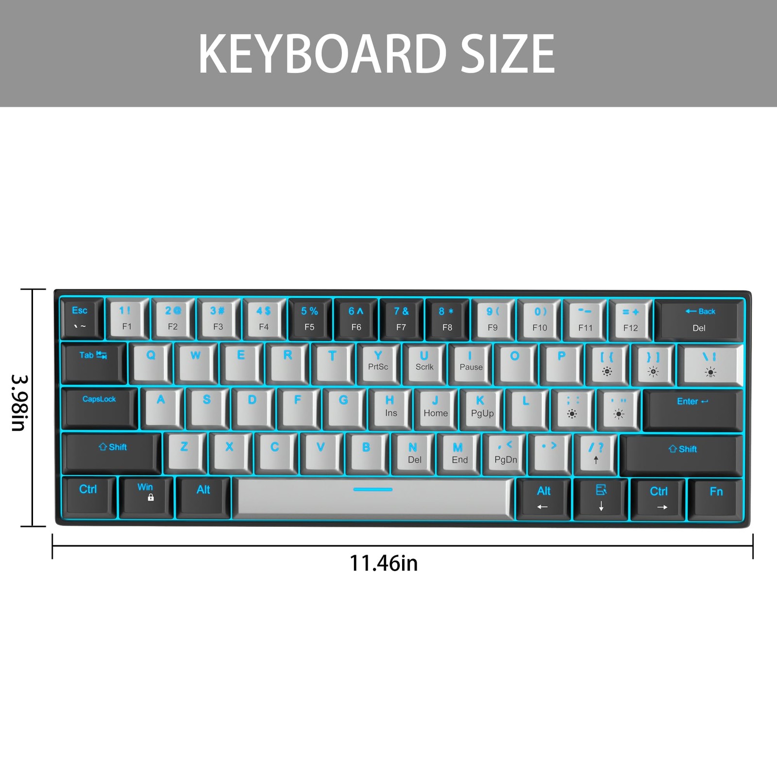 Camiysn 60% Mechanical Gaming Keyboard,Mixed Color Keycaps Gaming Keyboard wi…