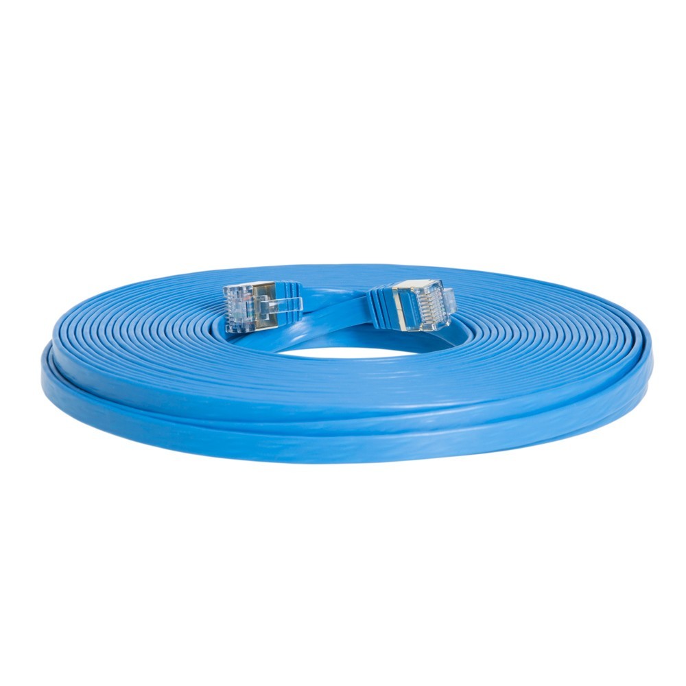 CAT7 Flat Ethernet Cable 10Gbps Network Cord 6 10 20 25 30 50 75 100 Lot Blue