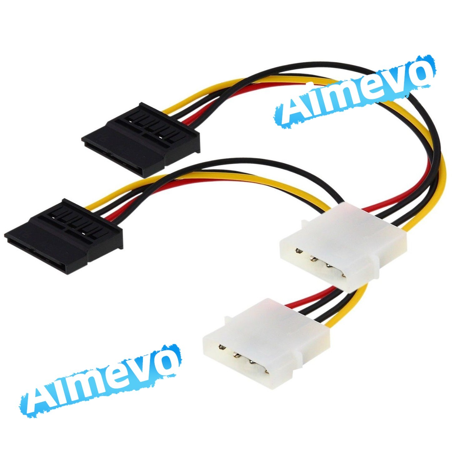 2X New IDE/Molex 4-Pin Female To Serial ATA SATA 15-Pin Male Power Adapter Cable