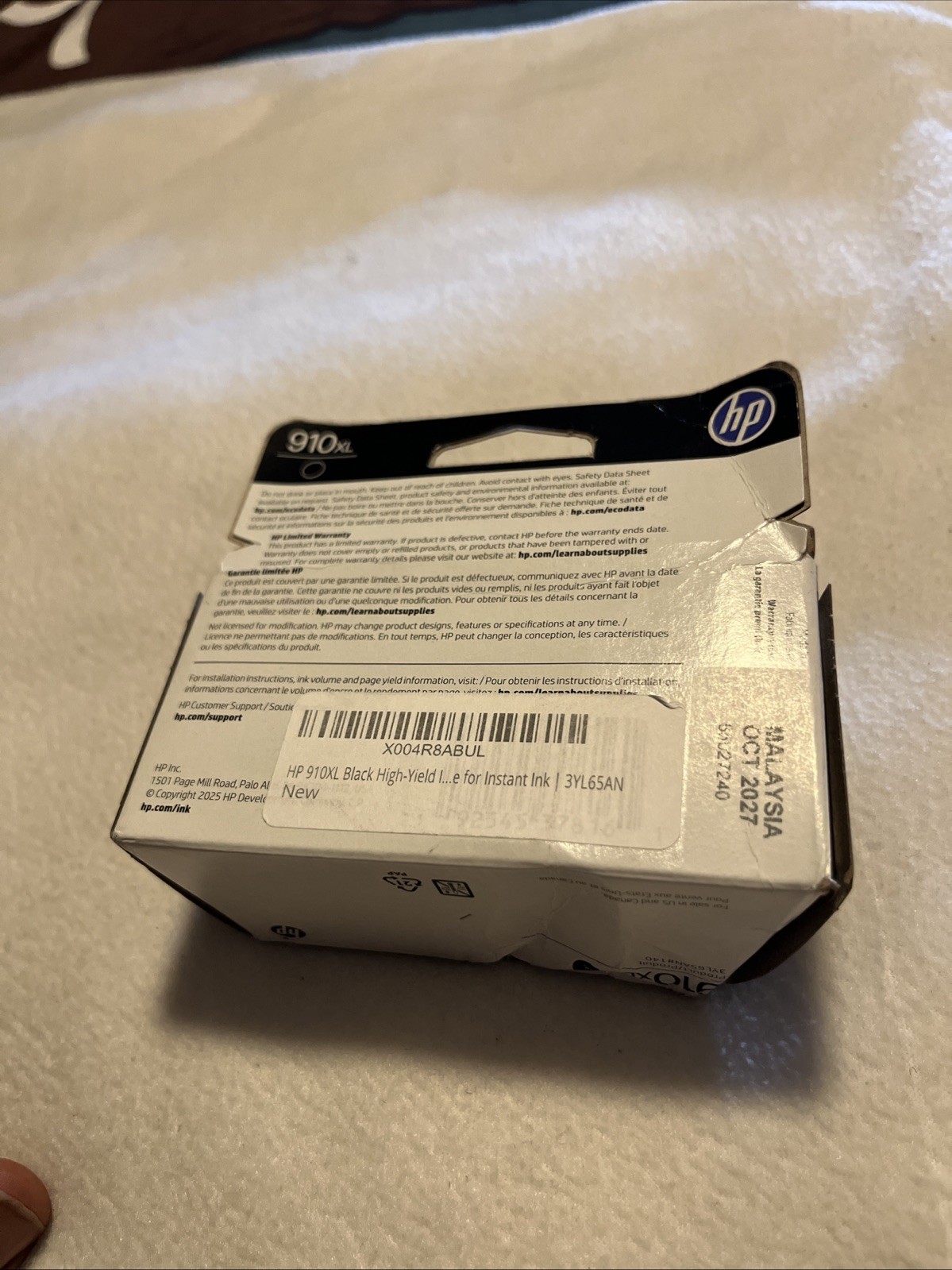 Genuine HP 910XL Black Ink Cartridge EXP 11/2027