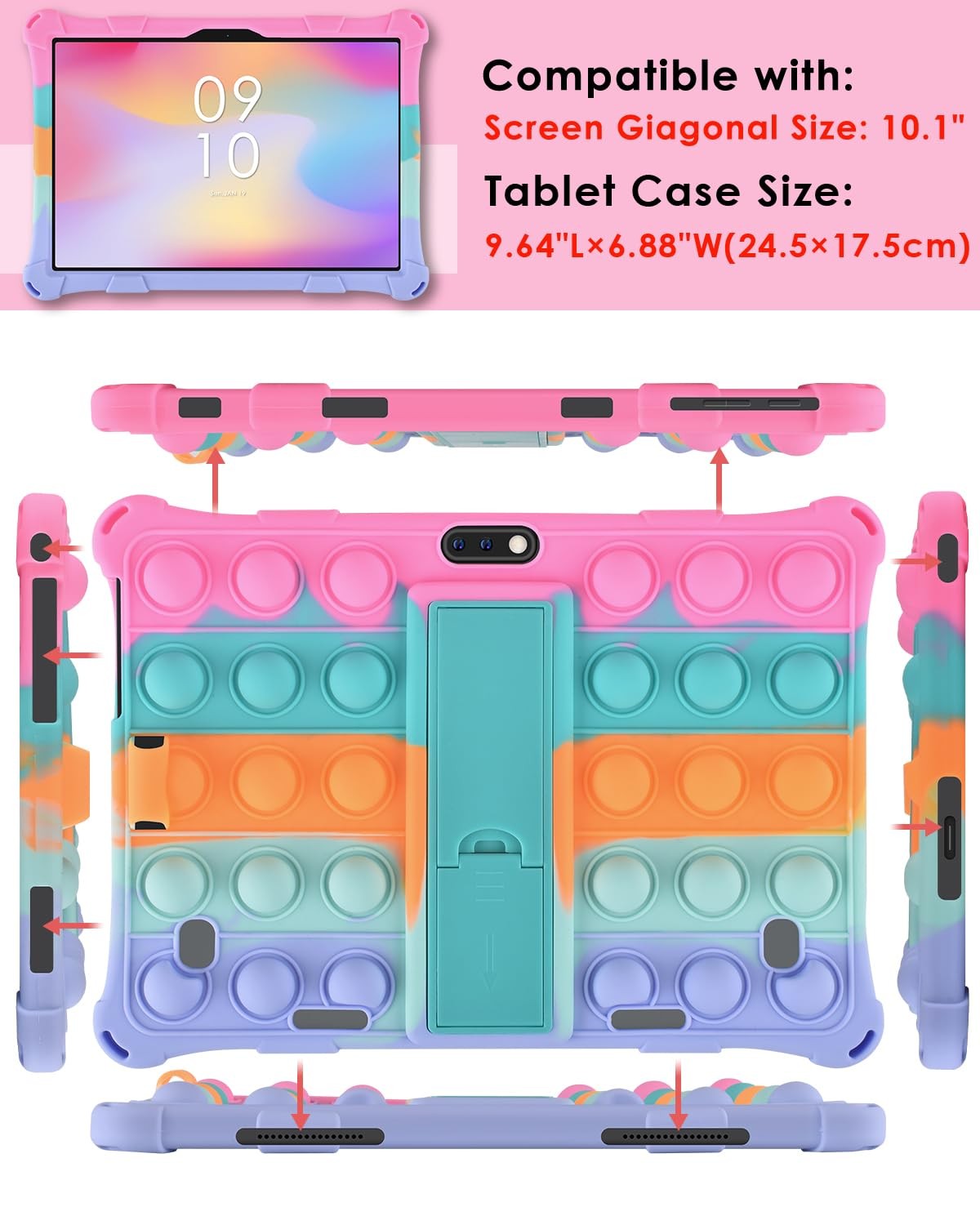 DETUOSI Silicone Case Compatible with Dragon Touch Notepad K10, 10 inch Universa