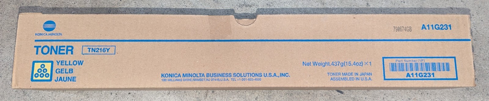 Genuine Set of 3 Konica Minolta TN216C/M/Y A11G431/331/231 CMY Toner Cartridges