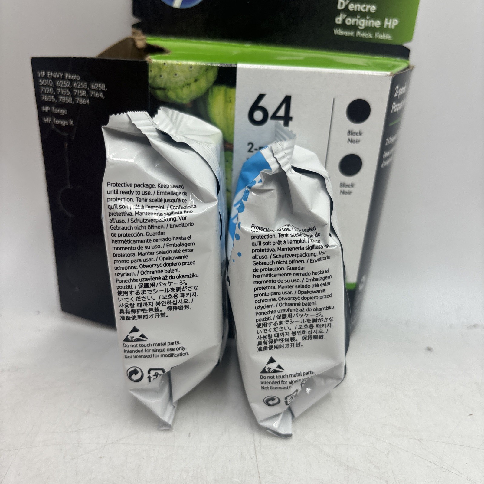 Genuine New HP 64 Black Ink 2PK N9J90AN 3YP22AN OEM Sealed Bags Exp Oct 22