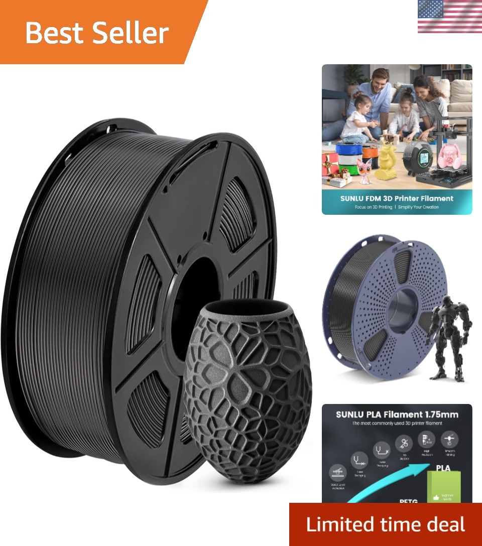 Versatile 1kg Black PLA Filament 1.75mm for All FDM 3D Printers – Tangle-Free