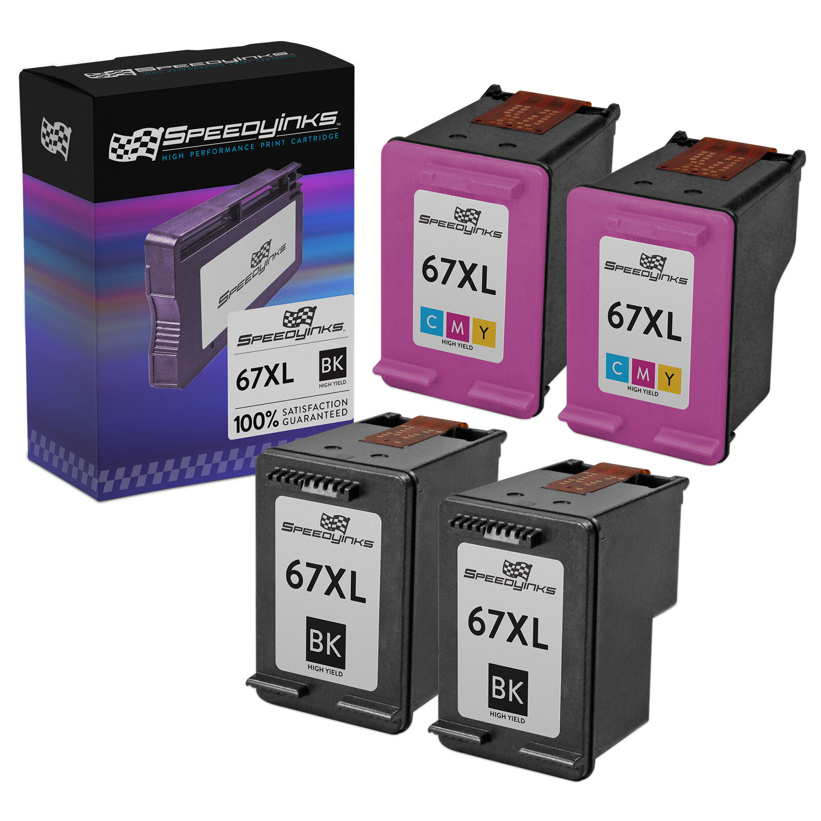 Speedy Replacement for HP 67XL HY Ink Cartridges 2 Black 3YM57AN 2 Color 3YM58AN