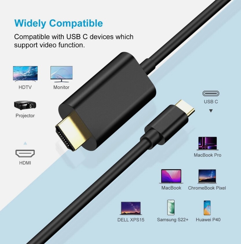 USB-C Type C 4K HDMI Cord Cable Video Converter Adapter USB 3.1 1.5M Cable