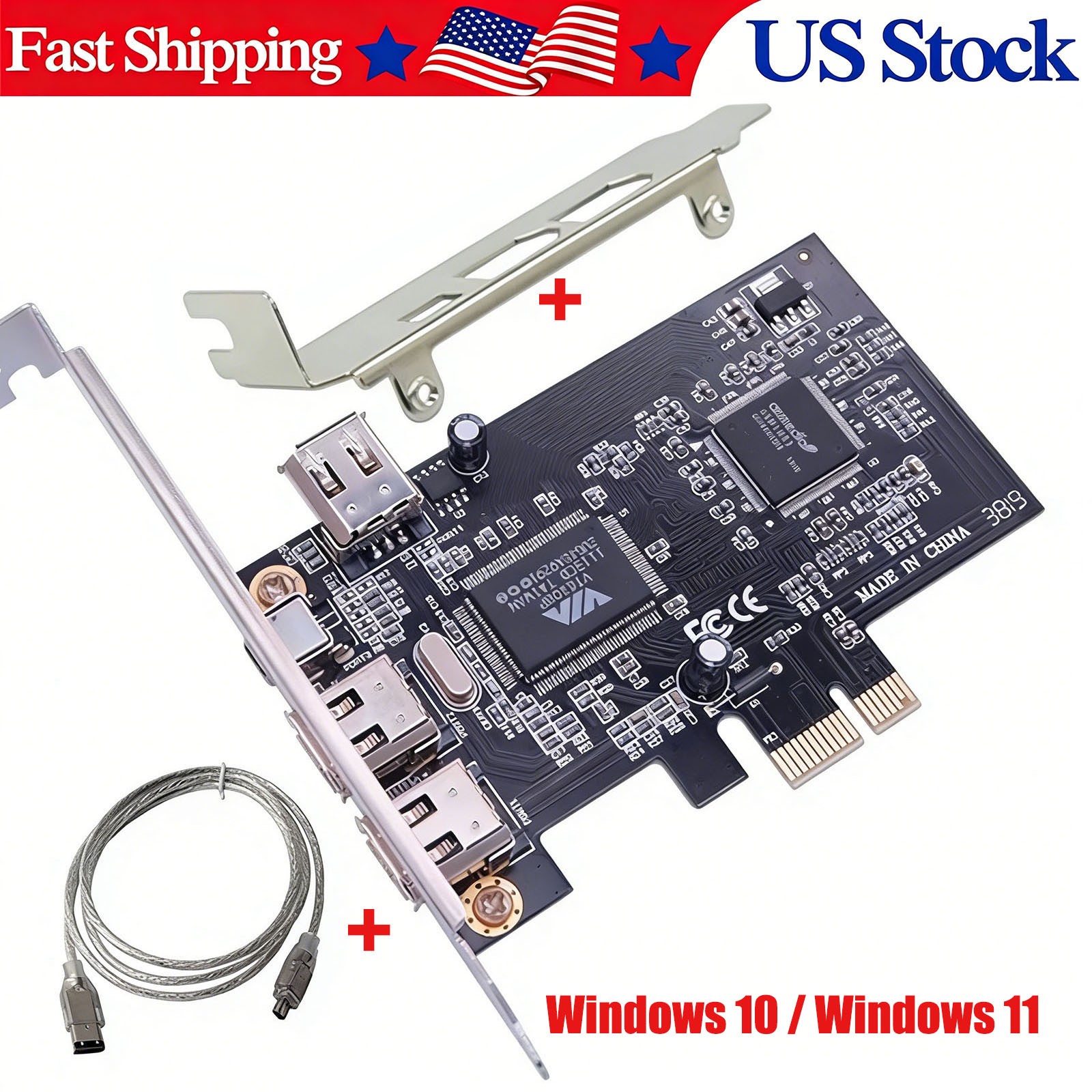 PCIe FireWire IEEE 1394 3 Port Controller Card for Desktop PC Windows 10