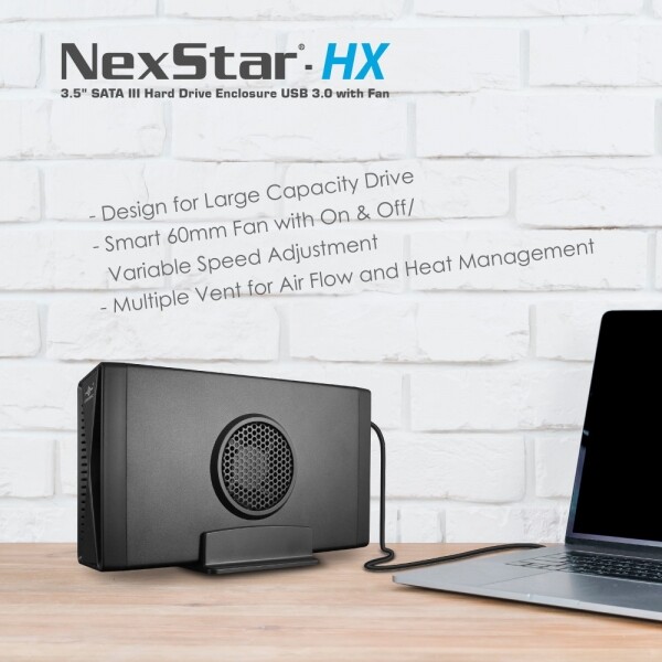 NexStar® HX, 3.5″ SATA III Hard Drive Enclosure USB 3.0 With Fan