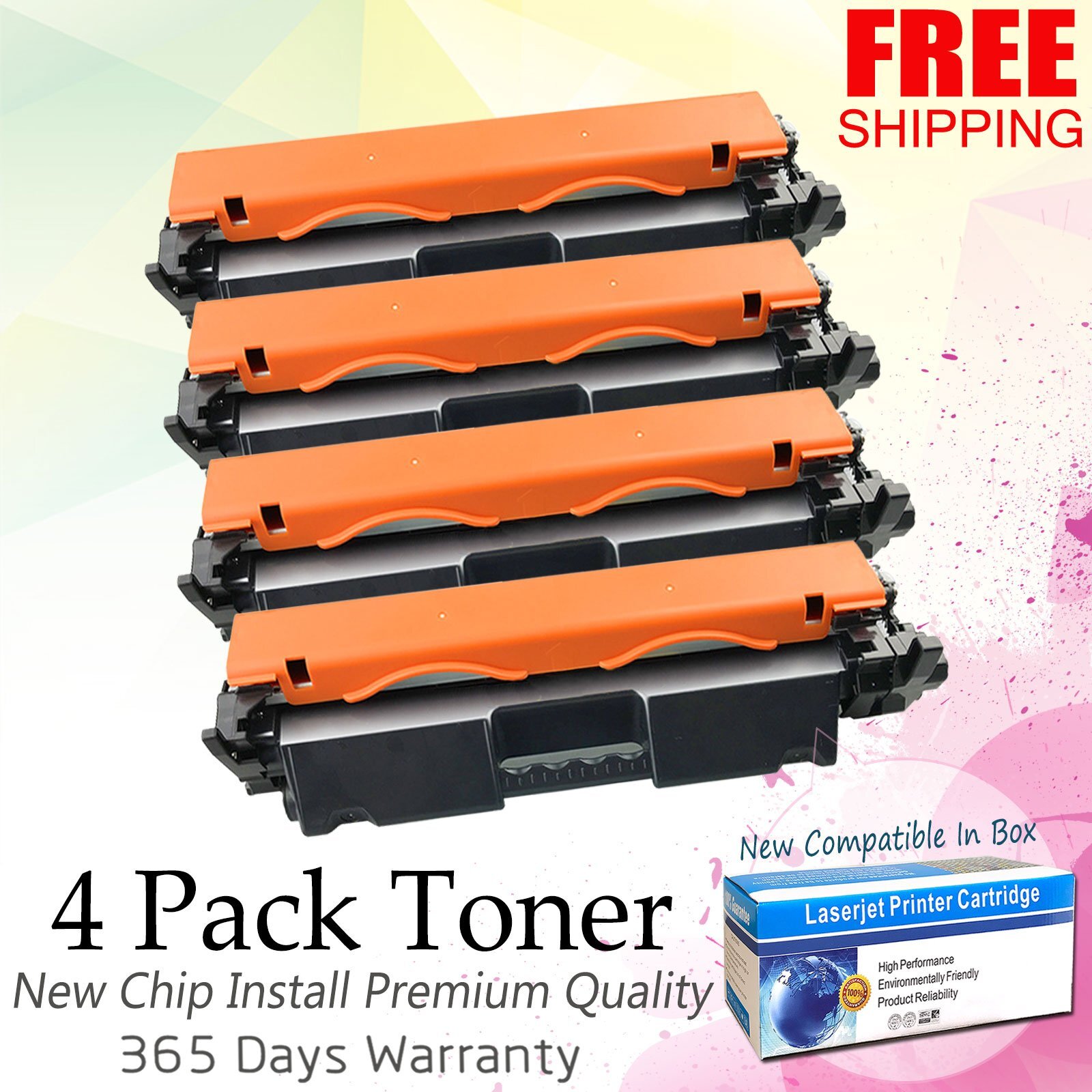 4 Pack CF217A 17A Toner Cartridge For HP LaserJet Pro M102w M102a M130fn M130fw